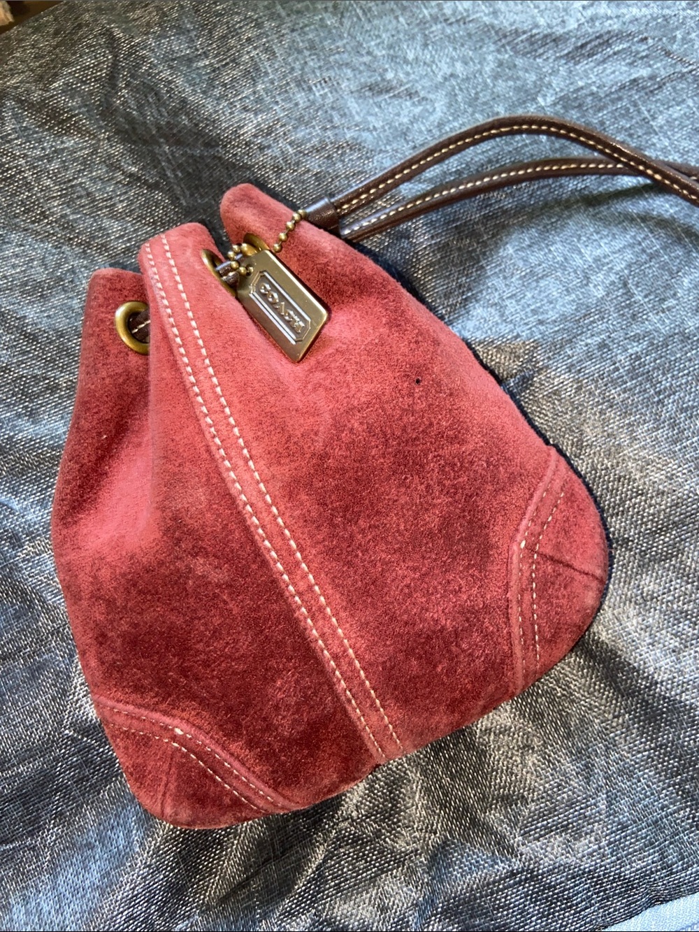 Coach Vintage SoHo Suede Drawstring Pouch Wristlet (Style #7128) EUC